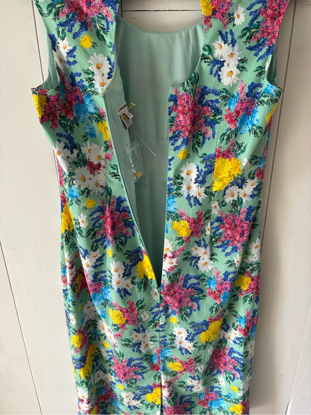 NWOT J. Peterman Modern Vintage Mint Floral Sheath Dress Size 8 Garden Party - Picture 7 of 14